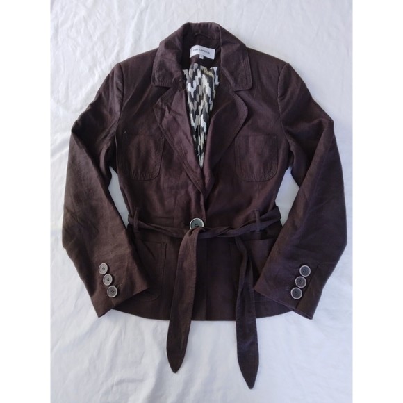 TED LAPIDUS Jackets & Blazers - Ted Lapidus Blazer Linen Blend Belted Brown Womens Size FR 46 US 12
